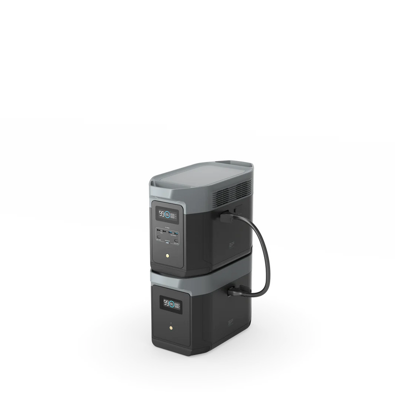Centrale électrique portable EcoFlow Delta 2 Max et sa batterie supplémentaire EcoFlow Delta 2 Max pour alimenter sa maison en énergie