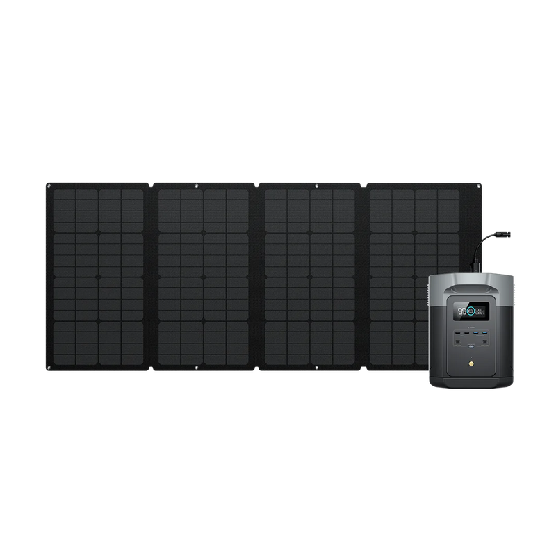 Station électrique EcoFlow Delta 2 Max et son panneau solaire EcoFlow 160watts pour recharger son Camping Car