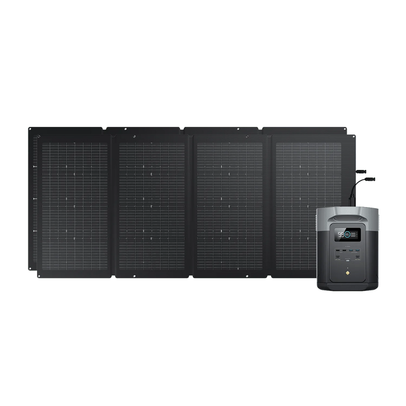 Batterie portable EcoFlow Delta 2 Max et son panneau photovoltaïque EcoFlow 220watts bifacial pour recharger son Camping Car
