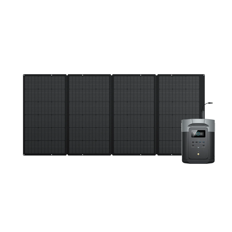 Station électrique portable EcoFlow Delta 2 Max et son panneau photovoltaïque EcoFlow 400watts pour recharger son Camping Car