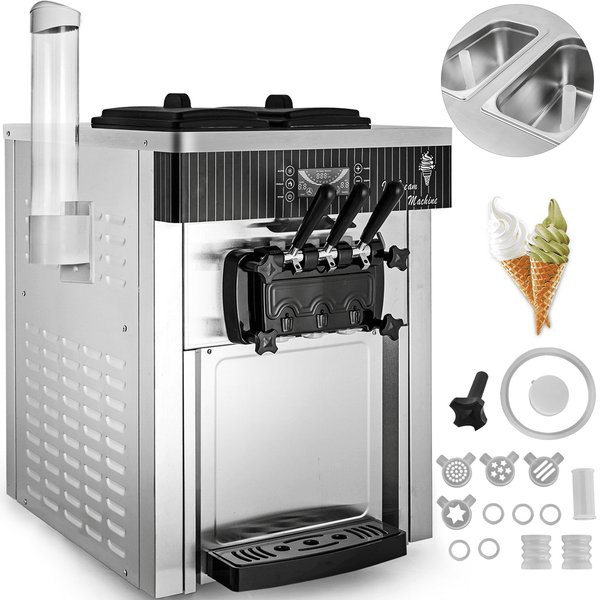 VEVOR Machine à Crème de Table Sorbetière à Glace 20-28 L/h 3 Saveurs 2200 W