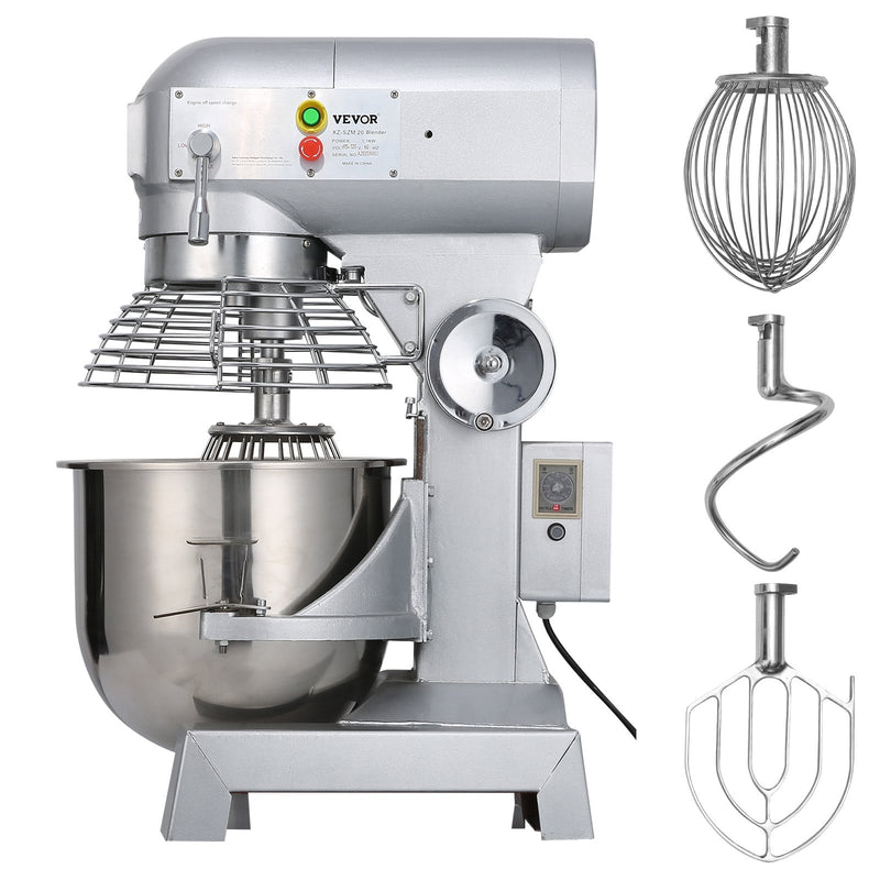 VEVOR Mélangeur Alimentaire à 3 Vitesses réglables, Mélangeur de Patisserie, Coupeur/Mixeur de Nourriture en Acier inoxydable, pour mélanger la pate/la patisserie Dans les boulangeries/les restaurants