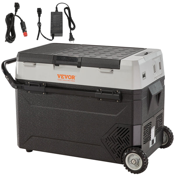 VEVOR Glacière Électrique Portable de 53 L Réfrigérateur de Voiture Portable 12/24 V CC 100-240 V CA Frigo Voiture Double Zone 0,6 kW.h -20 °C à 10 °C Réglable Congélateur pour Camion Bateau Camping