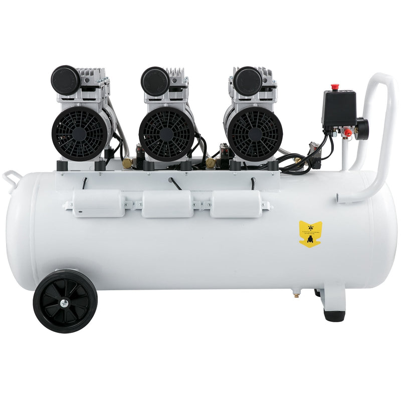 VEVOR Compresseur d'air silencieux sans huile 22 gallons 80 l air comprimé silencieux avec 2 manomètres pour réparation domestique, nettoyage du chauffage au sol, peinture en tôle