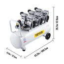 VEVOR Compresseur d'air silencieux sans huile 22 gallons 80 l air comprimé silencieux avec 2 manomètres pour réparation domestique, nettoyage du chauffage au sol, peinture en tôle